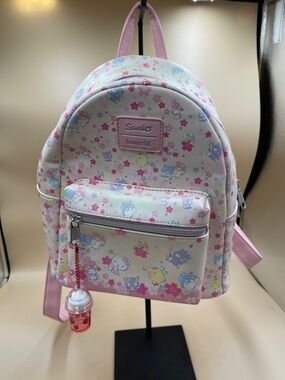 Sanrio Hello Kitty Loungefly Mini Backpack with New Stuffy and mini Bundle Kitty